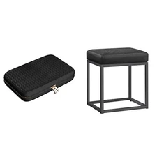 SONGMICS HOME Travel Jewelry Case, Jewelry Organizer, Ottoman Footstool, Rect...