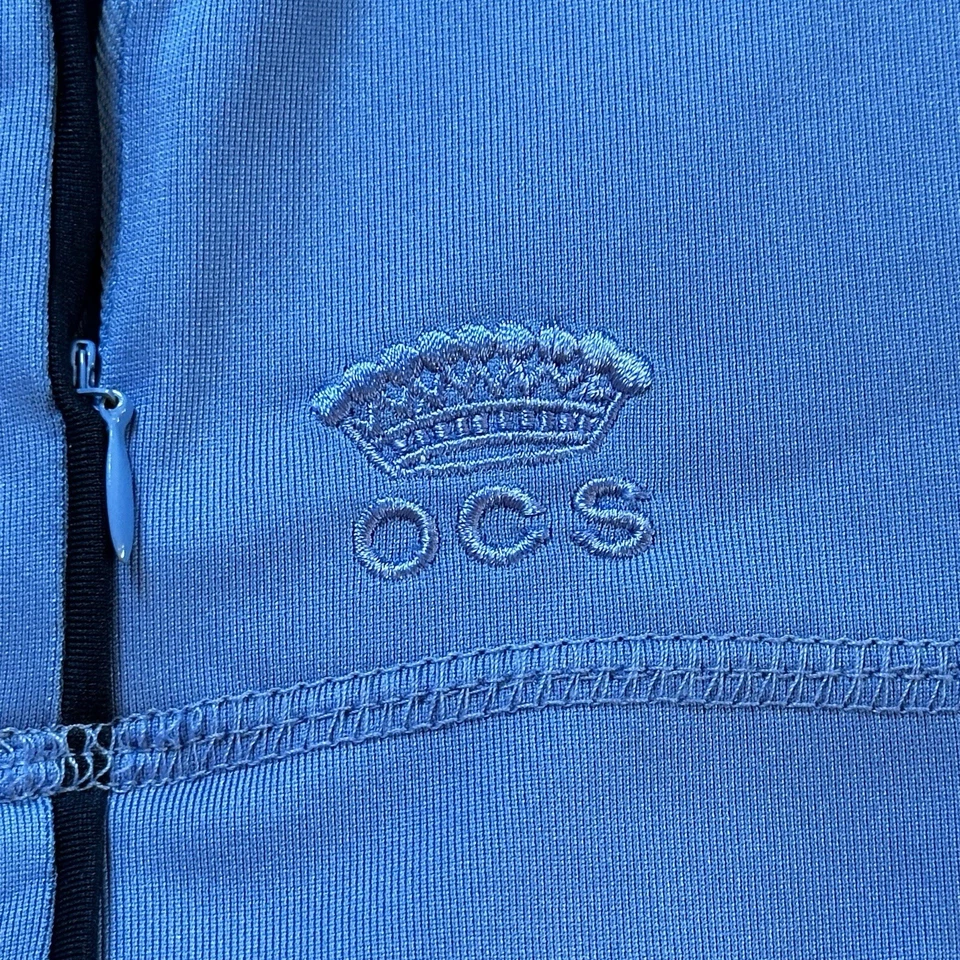 Oleg Cassini 运动女式田径夹克尺寸:1X 蓝色白色黑色全拉链口袋 — 第 4/4 张图片