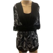 Unbranded. Sz S. Micro Pleated Mini Dress or Tunic. Short Ruffled Sleeve. B52