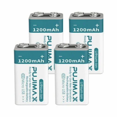 Pack de 4 Baterías Recargables 6F22 9V Baterías 1200mAh 9Volt Li-ion Batería - Imagen 10 de 10