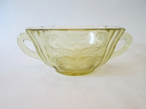CREAM SOUP BOWL! Vintage FEDERAL GLASS Co depression AMBER MADRID pattern EXC