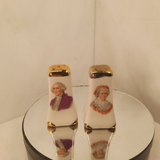 Salt  Papper Shaker Set Martha George Washington Porcelain  Gold Transfer