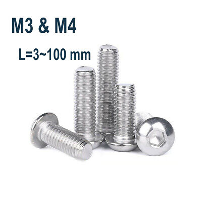 M3 M4 Button Head Hex Douille Vis A2 en acier inoxydable ALLEN BOLTS Fastener