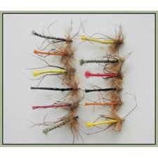 Daddy Long Legs Trout Flies, 12 Coloured Detached body, GH & Unweighted, Size 10
