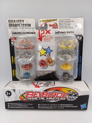 Beyblade Metal Masters Gravity Demolition Gravity Destroyer & Inferno Byxis