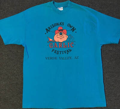 Vtg 90s Arizona Garlic Fest Faded Shirt XL Food Funny Cartoon Grunge Biker 80s