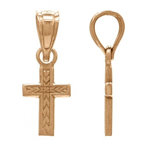 14K Yellow White or Rose Gold Small Cross Pendant Religious Charm - Picture 20 of 23