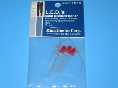 Miniatronics Corp. #12-151-03, LED - 5mm Blinker/Flasher w/Resistor, Red