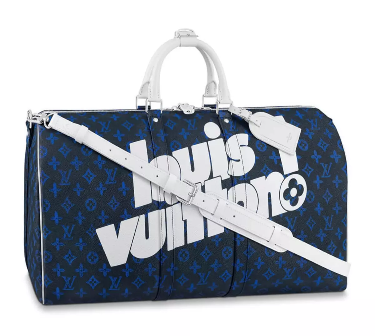 Louis Vuitton Keepall Bandouliere 55 Blue White Exclamation