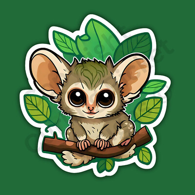 Bushbaby  Nocturnal Primate Galago Big Eyes Cute 3'' Vinyl Sticker