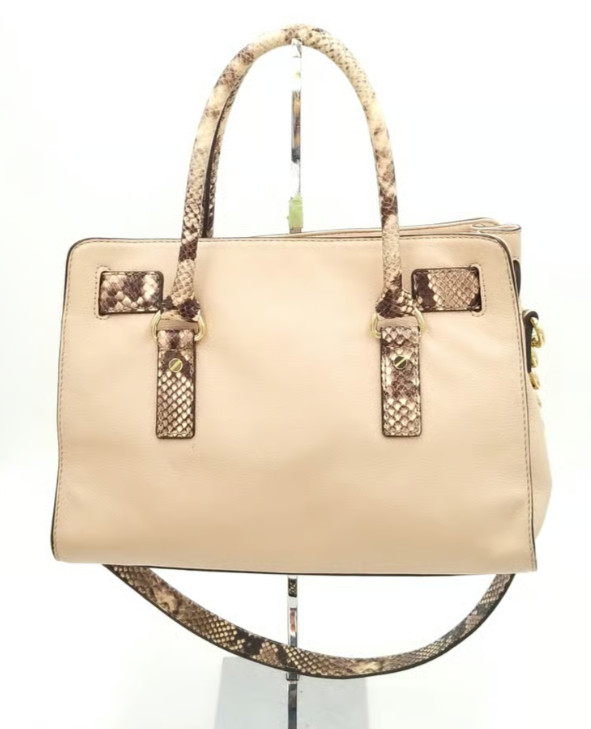 Michael Kors Beige & Python ColorblockMedium Hami… - image 3