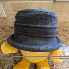 Scala Collezione Charcoal Gray 100 Wool Packable Cloche Bucket Hat One Size