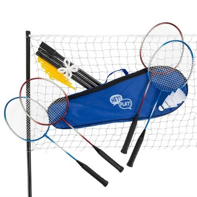 Recreational Badminton Set for Backyard Brand New 4 Rackets Net Case Outdoors