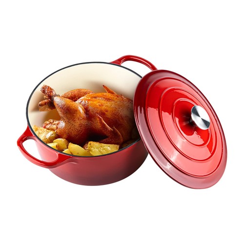 6 QT Enameled Dutch Oven Pot with Lid, Cast Iron Dutch Oven with Dual Handles...