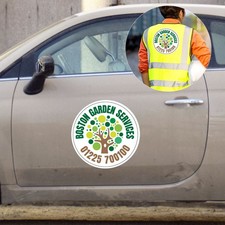 Personalised Round Magnetic Car Signs Print Van Vehicle Grade Auto Custom Sign