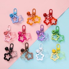 1pcs Hollow Star Charm Pendant Bell Colorful Acrylic Beads Keychain Keyring