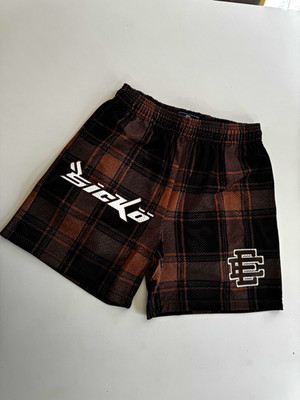 Eric Emanuel EE Shorts Sicko Brown Plaid Size Large IN HAND SHIPS ASAP!!