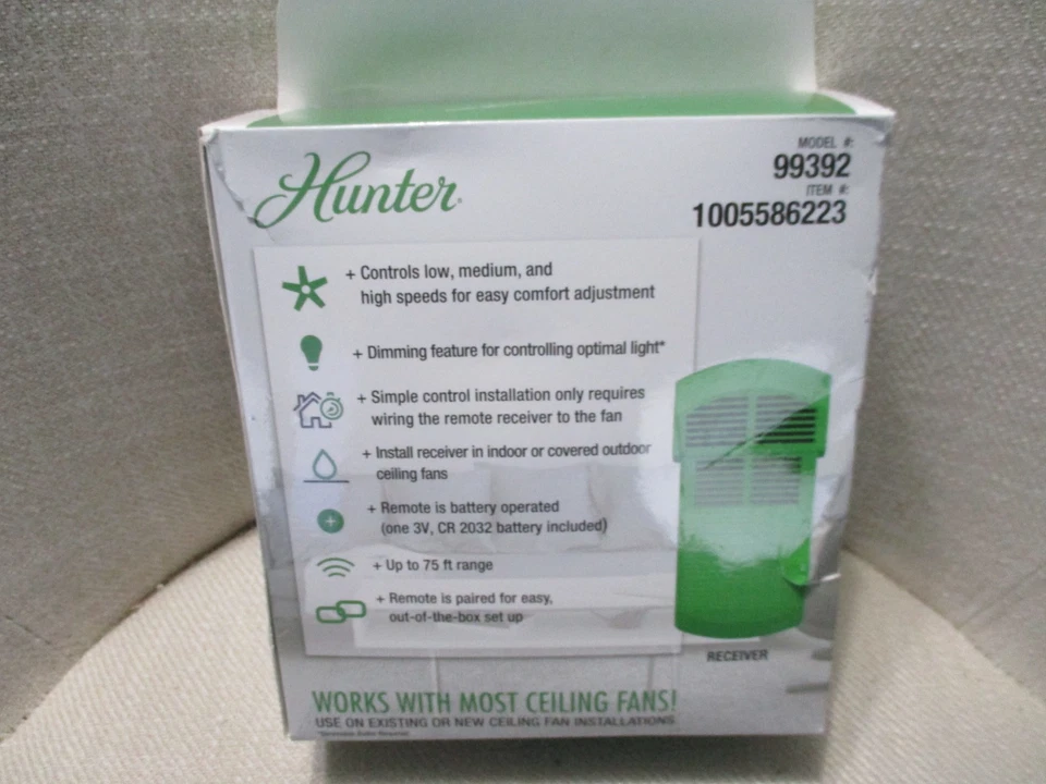 Hunter 3 Speed Ceiling Fan Light Remote Control 99392 - Image 4 of 4