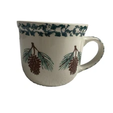 Folk Craft Pine Cone by Tienshan 12 Ounce Coffee Cup Mug 4" Diam. Cozy 3.75" H