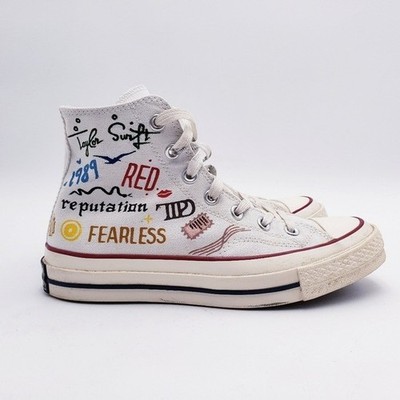 Taylor Swift Eras Tour Custom White Converse  High Top Sneaker Women's Size 7.5