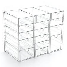 Acrylic Drawer Organizer with 15 Drawers, Makeup Craft Office Desk Organizers...