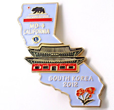 Lions Club California Lapel Pin MD-4 South Korea 2012 Bear Flag Temple