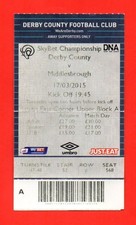 2014/15 DERBY COUNTY 0-1 MIDDLESBROUGH CHAMPIONSHIP 17.03.15 TICKET VGC