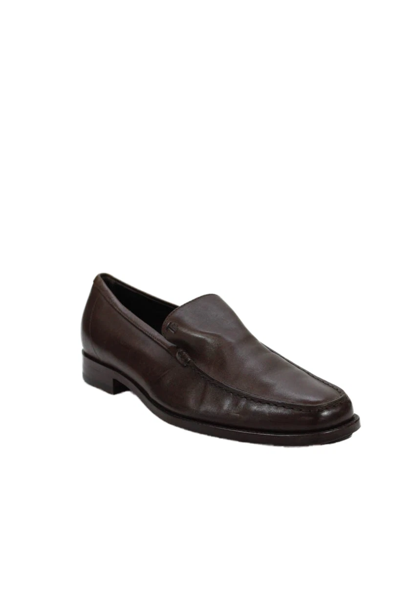 TOD’S Mocassini eleganti Tods da uomo in pelle punta quadrata marrone tinta unita taglia 8