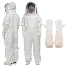 Bee Suit for Men Women XXXL Beekeeping Suit Veil Hood Jacket, Pants Gloves White