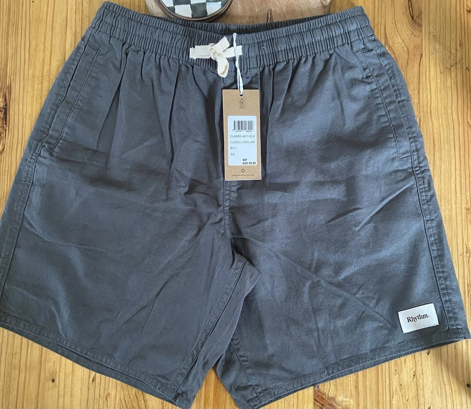 Rhythm Classic Linen Jam Shorts Mens 30 S Silver Pine Green Cotton Blend BNWT
Opens in a new window