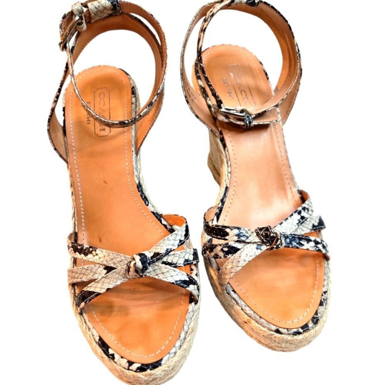 Coach "Helen" Printed Python Espadrilles Wedge Pr… - image 3