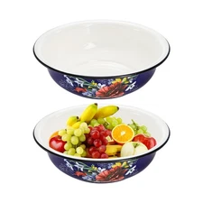 Lawei Set of 2 Enamel Bowl, 4 Quart Large Enamel Salad Serving Mixi... Fast Ship