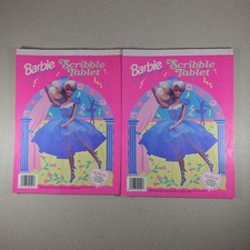 Barbie For Girls Scribble Tablet Lot of 2 1991 Mattel Vintage Art Drawing 12x9