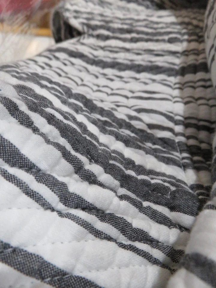 Colcha acolchada Queen Toile blanca y negra reversible rústica italiana única  Foto 4 de 4