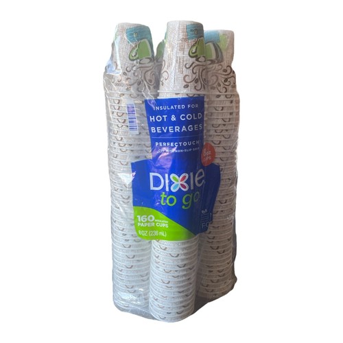 Dixie PerfecTouch Insulated Paper Cups, 12 oz, Coffee Haze, 160 Count