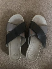 UGG Treadlite Black And  Silver Sandals,  Women's Size 5.5