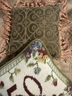 Needlepoint Mini 9" Toss Pillow Square 50 Years Together Moss Green Velvet Back — photo 2