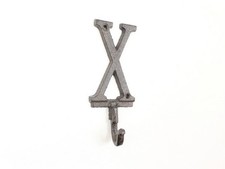 Pack Of 2 Cast Iron Letter X Alphabet Wall Hook 6""