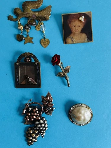 Lot of Vintage Costume Jewelry Brooches Pins Unique Items