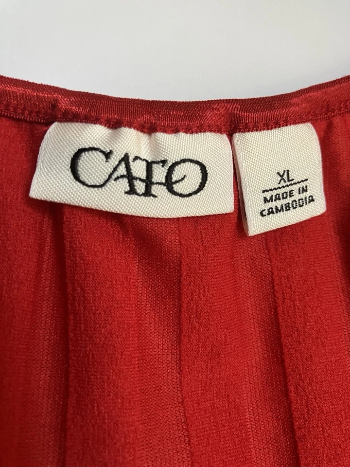 Cato 红色雪纺荷叶边无袖衬衫 — 第 2/4 张图片