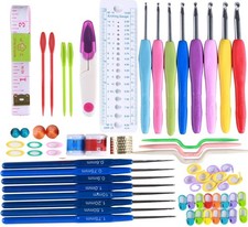 64 Pieces 16 Sizes Crochet Hook Set Needles Stitches Knitting Craft Case Croc...