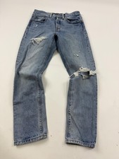 Levi's 501 Jeans Womens 27x28 Premium Light Wash Straight Distressed Denim Rigid