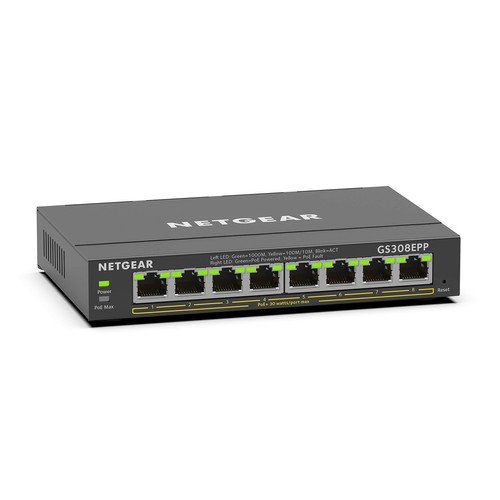 NETGEAR - SWITCH 8-PORT 1G POE+ SWITCH 124 W SMART MANAGED PLUS,black 8 Port 8