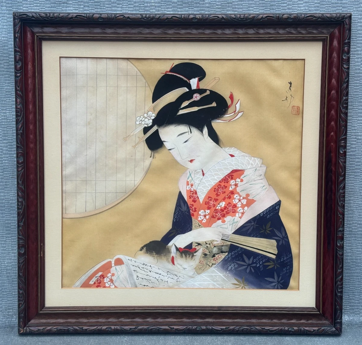 艺妓画在古董日本画作、画卷| eBay