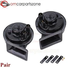 2 Pcs Black 12V Loud Car Truck 110DB Dual-tone Snail Electric Horn Trumpet Train