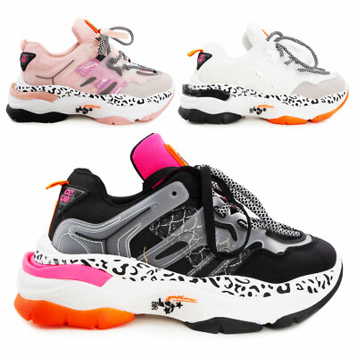 Scarpe donna sneakers multicolor flatform platform lacci sportive