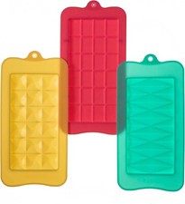 3pc Chocolate Bar Mould Silicone Slab Mold Tray Waffle Square Block Break Apart