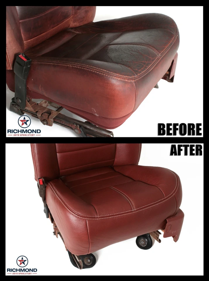 2009 F250 F350 King Ranch-Driver 侧底皮革座椅套 Chaparral Dk 红色 — 第 3/4 张图片