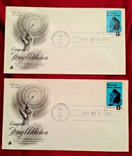 2 Conquer Drug Addiction First Day of Issue Oct. 4, 1971 Dallas TX Envelopes