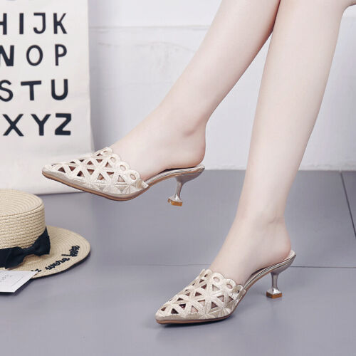 Elegantes Zapatillas de salón Mujer Tacones puntiagudos Fiesta Zapatos Sandalias de verano | eBay